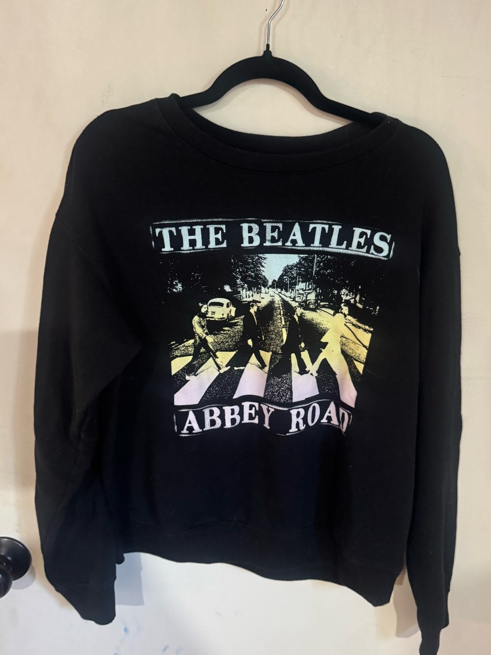 The Beatles Abbey Road Black Graphic Crewneck Sweatshirt Pullover